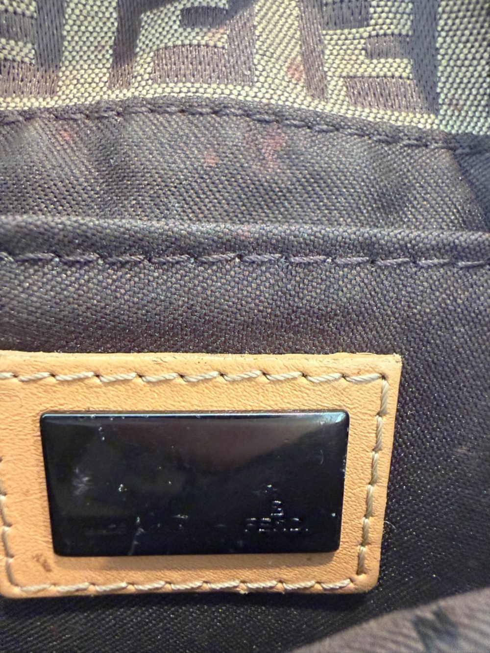 Fendi Zucchino Mini Baguette Brown Canvas Leather Shoulder Bag - Picture 3 of 4